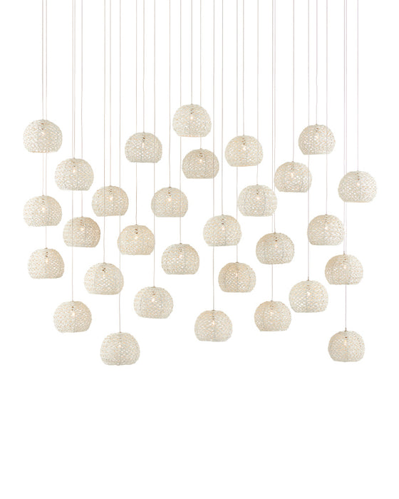Piero White 30-Light Linear Multi-Drop Pendant