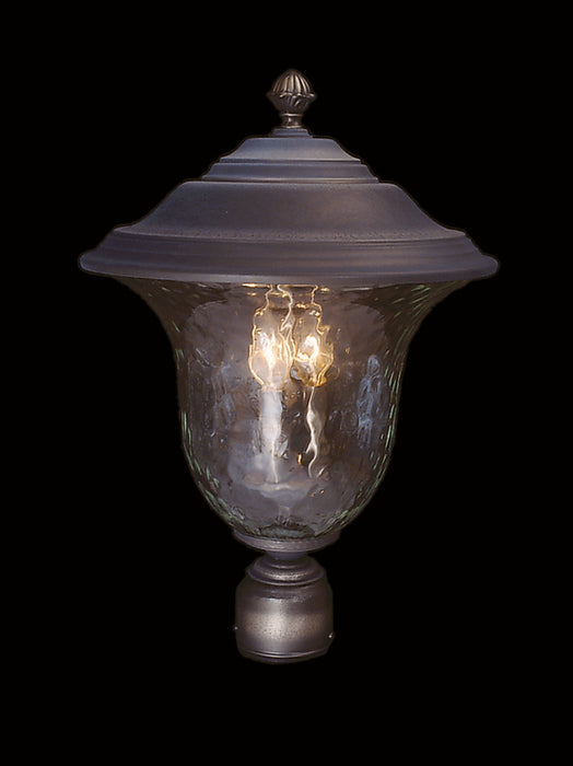 3-Light Raw Copper Carcassonne Exterior Post Mount