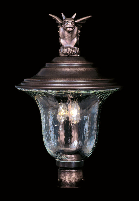 3-Light Raw Copper Carcassonne Exterior Post Mount