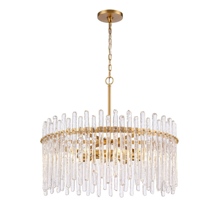 30" Icicles Pendant in Brass with Handmade Textured Glass Rods