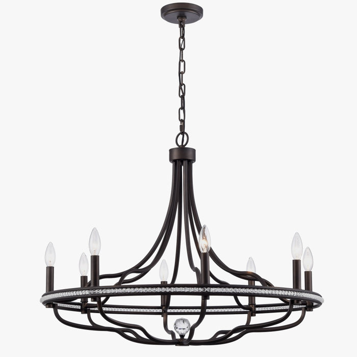 32" Tuscan Chandelier in Dark Bronze with Clear Crystal Accents