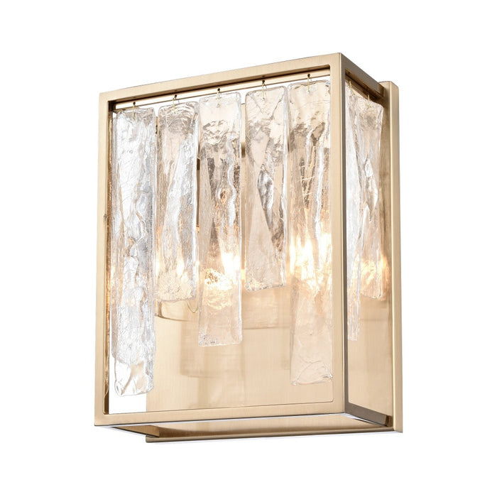 12" Boundaries Wall Sconce in Lacquered Gold with Clear Textured Glass Strips