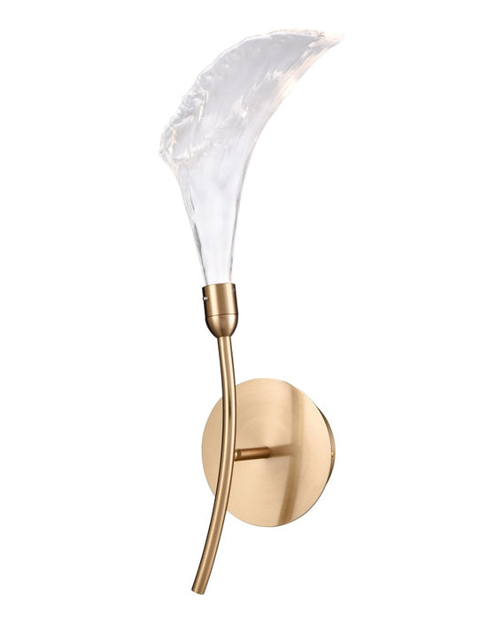 20.5" Calla Wall Sconce in Natural Brass with Clear Hand-formed glass flowers
