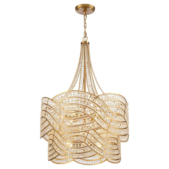 39" Anatasia Chandelier in Lacquered Gold with Clear crystal filigree