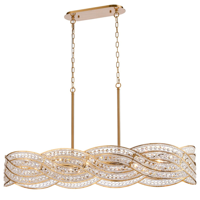 47" Anatasia Linear Chandelier in Lacquered Gold with Clear crystal filigree