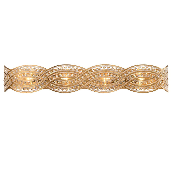 36" Anatasia Vanity in Lacquered Gold with Clear crystal filigree