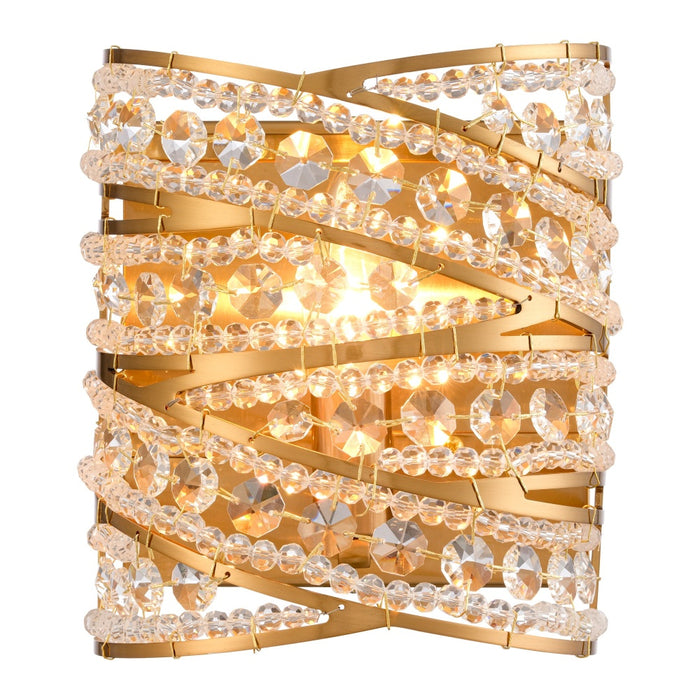 8.5" Anatasia Wall Sconce in Lacquered Gold with Clear crystal filigree