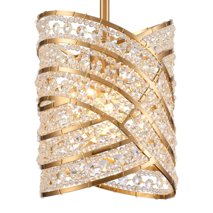 9.5" Anatasia Pendant in Lacquered Gold with Clear crystal filigree