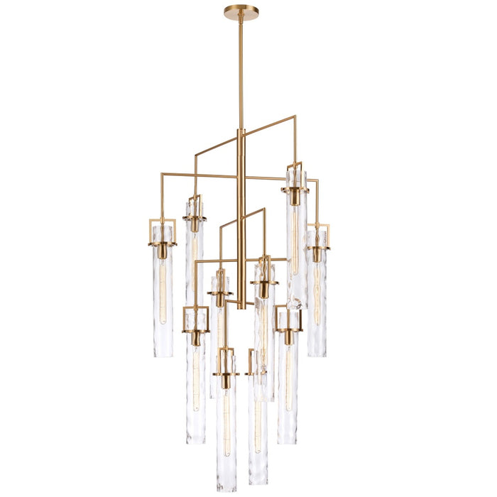 58" Jayden Chandelier in Lacquered Gold with slender water glass