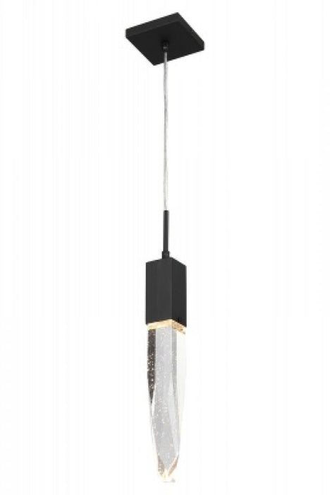 Aspen Collection Single Pendat in Black with Bubbled Crystal