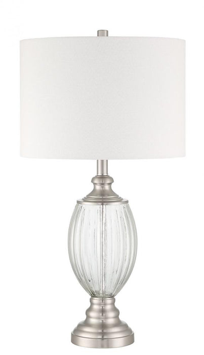 1 Light Glass/Metal Base Table lamp in Fluted Clear Glass/Brushed Polished Nickel