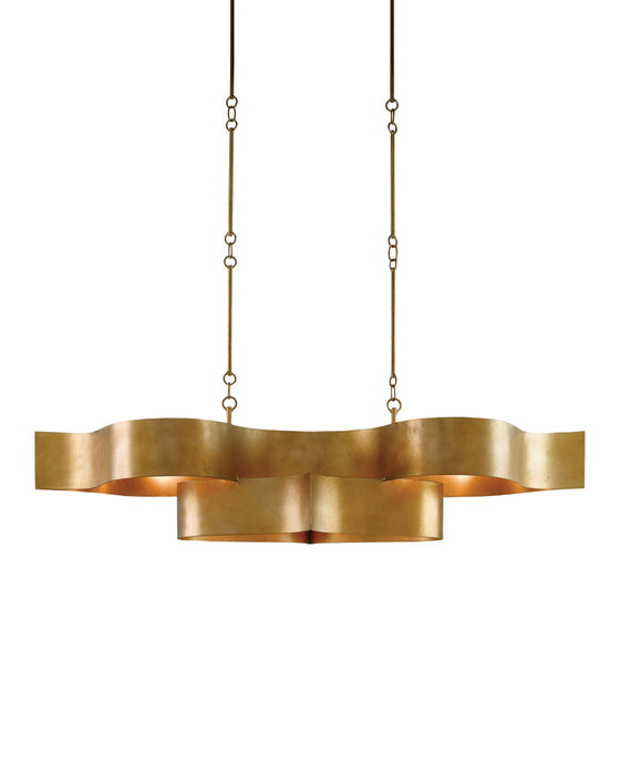 Grand Lotus Oval Gold Chandelier