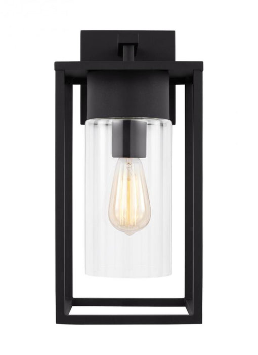 Vado transitional 1-light LED outdoor exterior large wall lantern sconce in black finish with clear