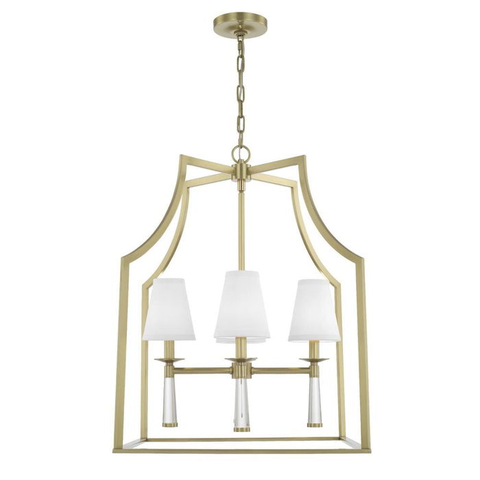 Baxter 4 Light Aged Brass Lantern Chandelier