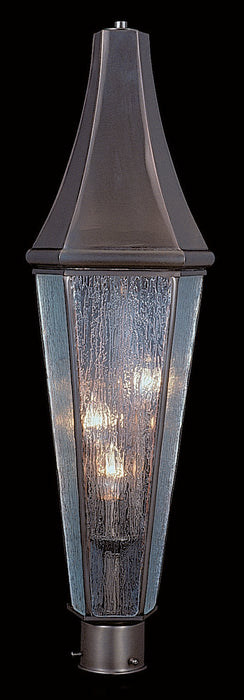 3-Light Raw Copper Le Havre Exterior Post Mount