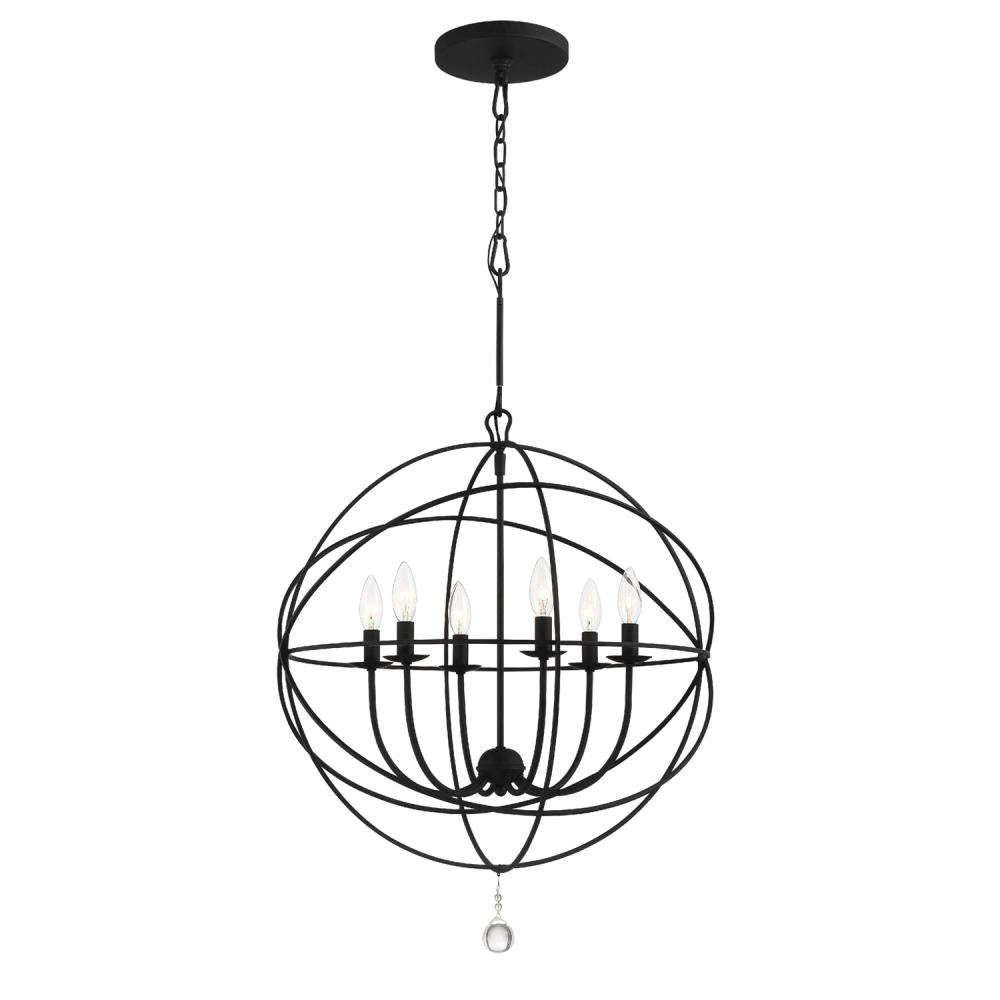Solaris 6 Light Black Sphere Chandelier — Belles Lighting