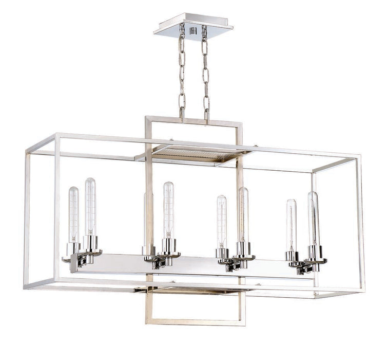 Cubic 8 Light Linear Chandelier in Chrome