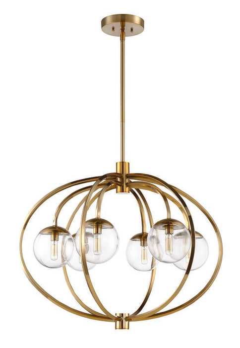 Piltz 6 Light Chandelier in Satin Brass