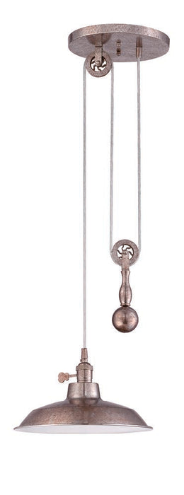 1 Light Pulley Pendant in Tarnished Silver