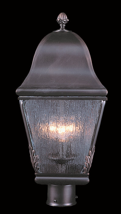 3-Light Raw Copper Coeur De Lion Exterior Post Mount