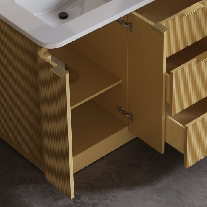 Calamigo 60" Bathroom Vanity with Double White Sink, Backsplash Included