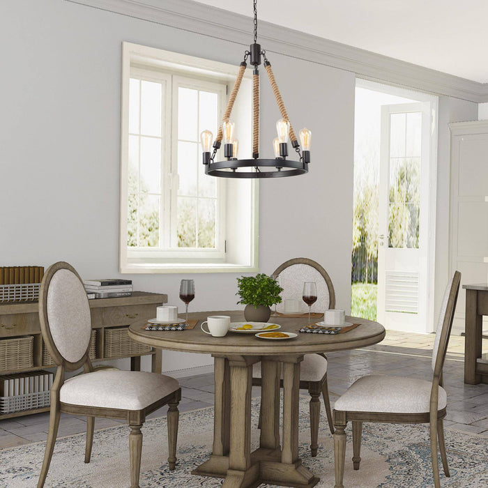 Stebrig 6-Light Wood Chandelier