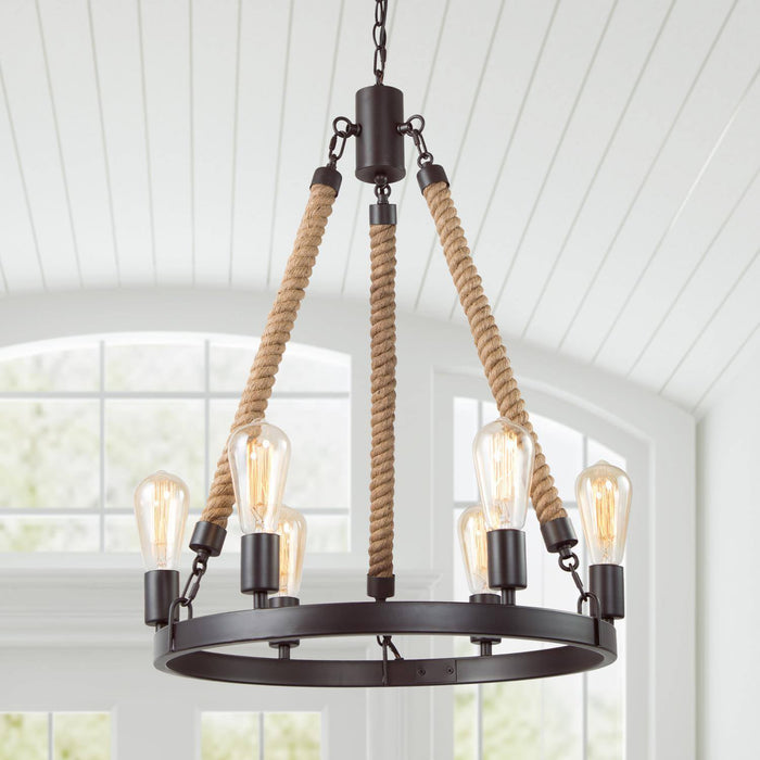 Stebrig 6-Light Wood Chandelier