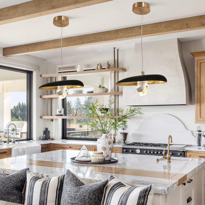 Sylina 1-Light LED Black and Brass Pendant Lights