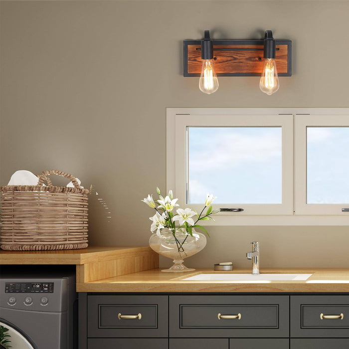 Valtiary 2-Light Wood Bathroom Vanity Light