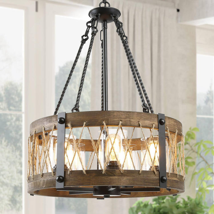 Calira 5-Light Wood Chandelier