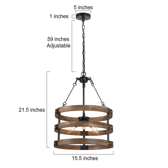 Brenis 3-Light Wood Chandelier