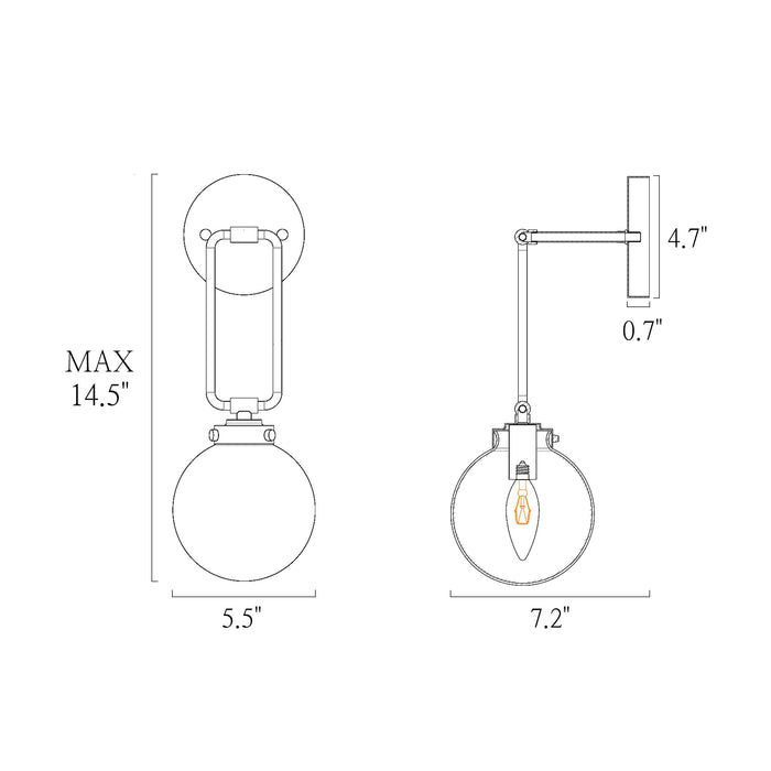 Unelefa 1-Light Black and Brass Wall Sconce