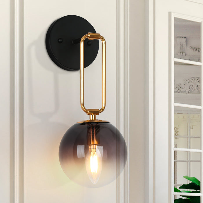 Unelefa 1-Light Black and Brass Wall Sconce