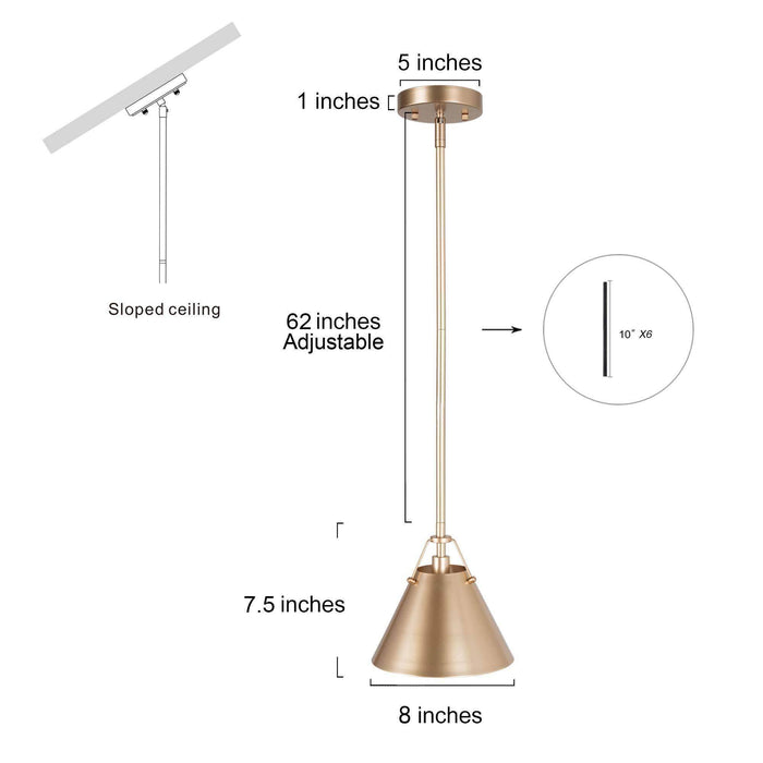 Dashira 1-Light Metal Gold Pendant Light