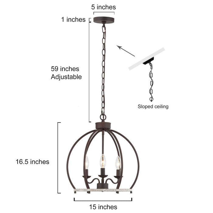 Mirele 3-Light Wood Chandelier