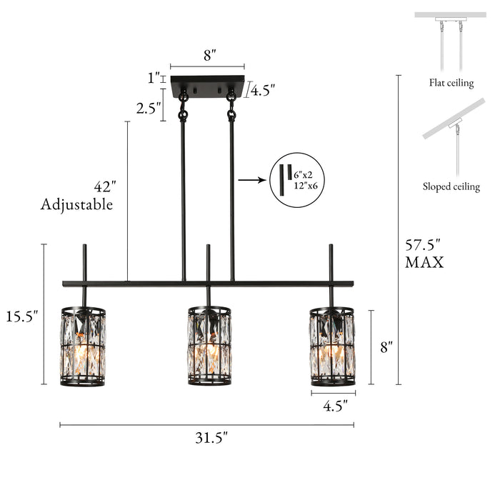 Chispa 3-Light Black Island Lights