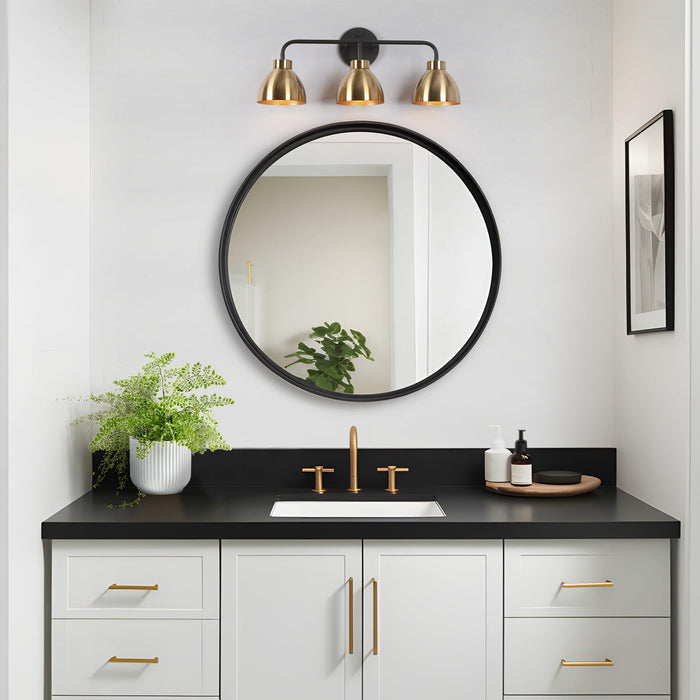Caesar 3-Light Black and Brass Bathroom Vanity Lights