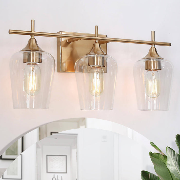 Stamira 3-Light Brass Bathroom Vanity Lights