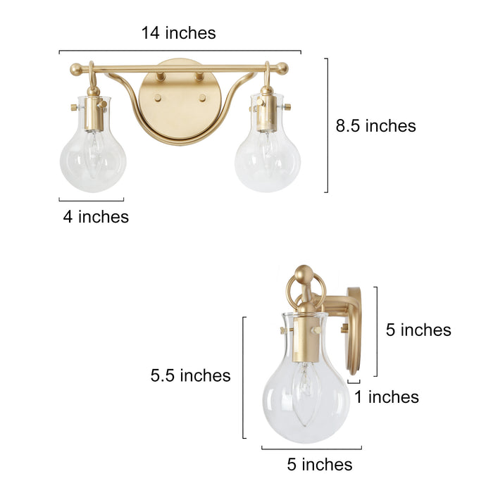 Phospa 2-Light Gold Bathroom Vanity Light