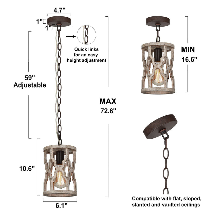 Hiporin 1-Light Wood Pendant Light