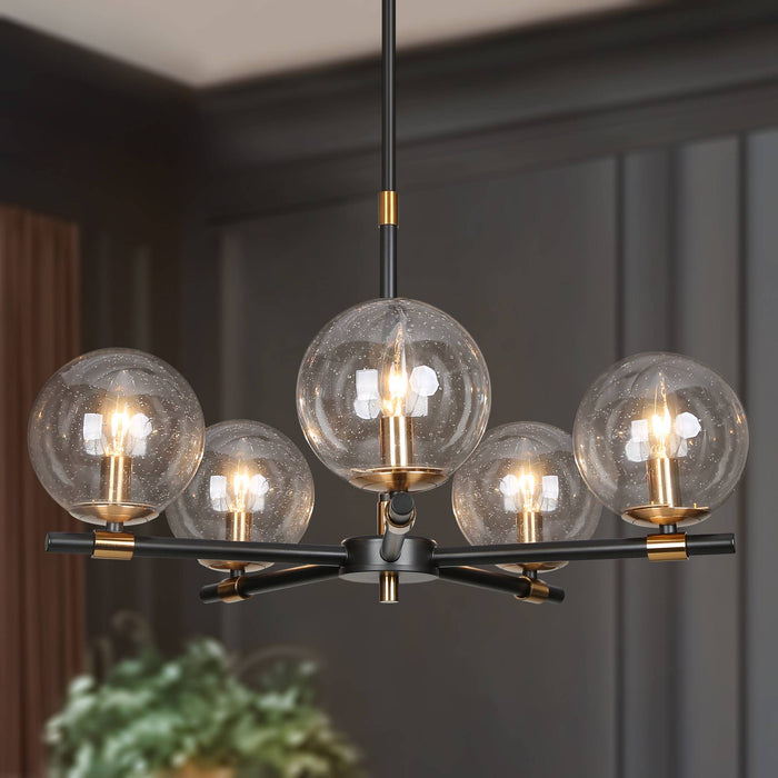 Amiry 5-Light Black And Brass Chandeliers