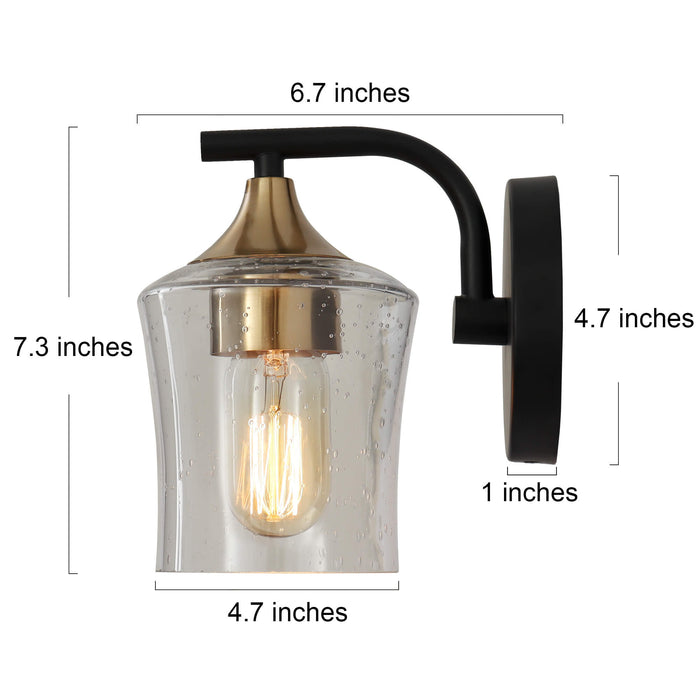 Serevo 1-Light Black and Brass Glass Wall Sconce