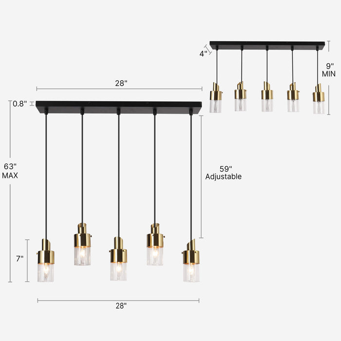 Iphige 5-Light Black and Brass Island Light