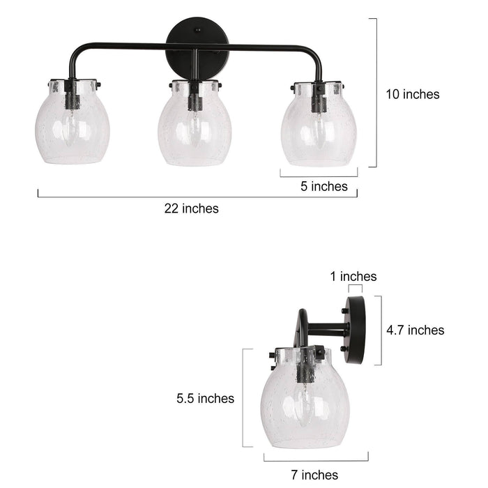 Canina 3-Light Black Bathroom Vanity Lights