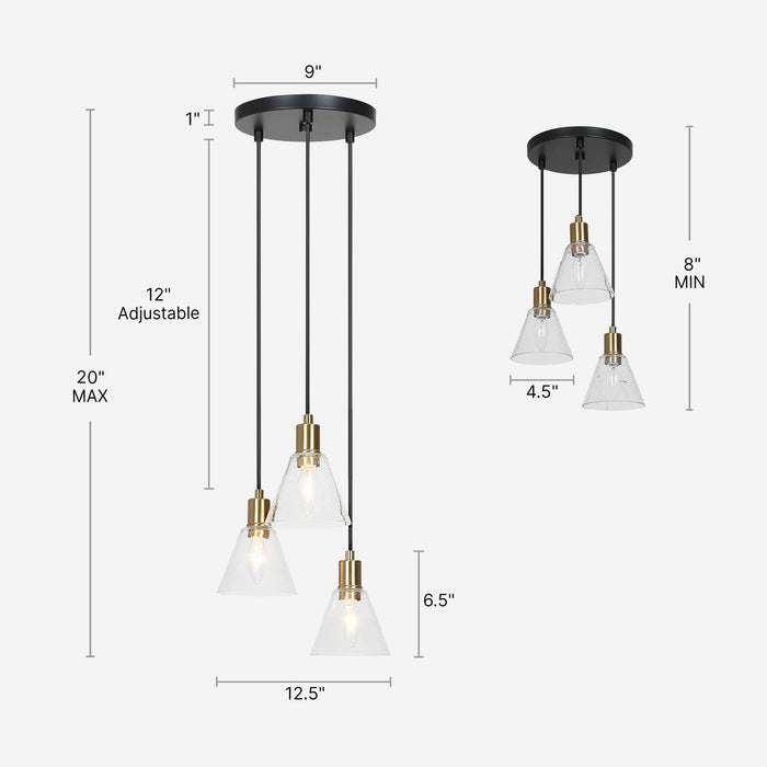 Sylvene 3-Light Brass Chandelier
