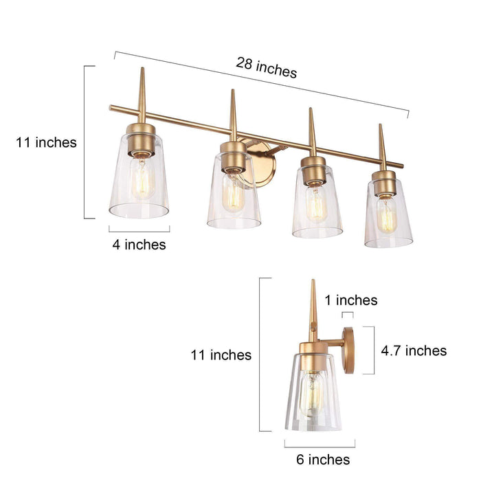 Barbau 4-Light Gold Bathroom Vanity Lights