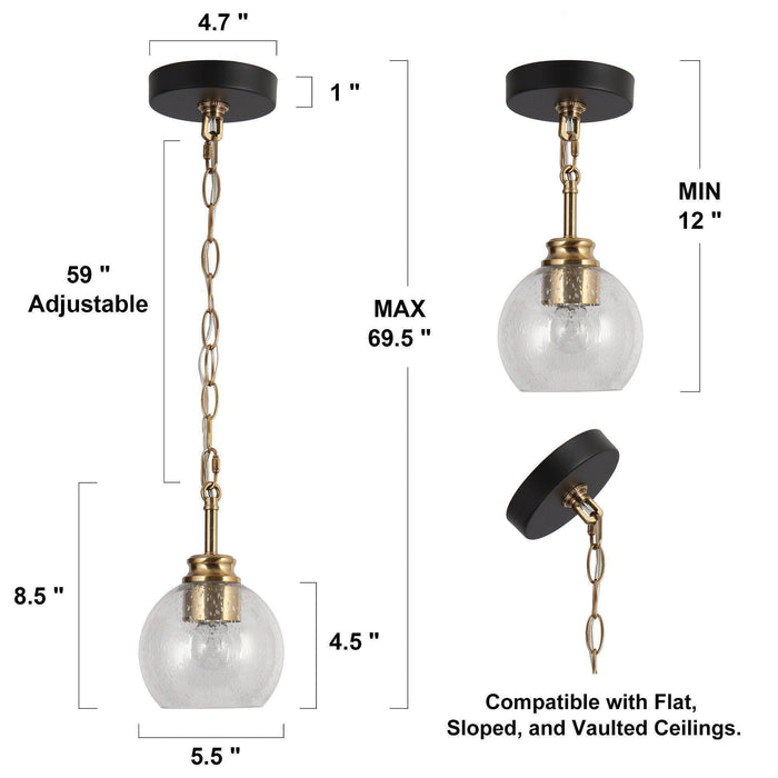Amiry 1-Light Black and Brass Pendant Lights
