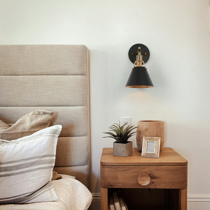 Ives 1-Light Black and Brass Wall Sconces