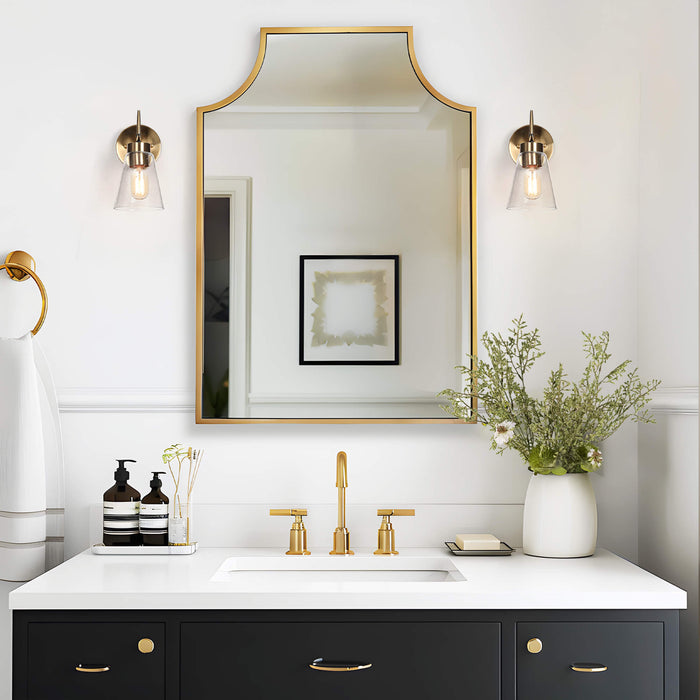 Grofir 1-Light Black and Brass Wall Sconce