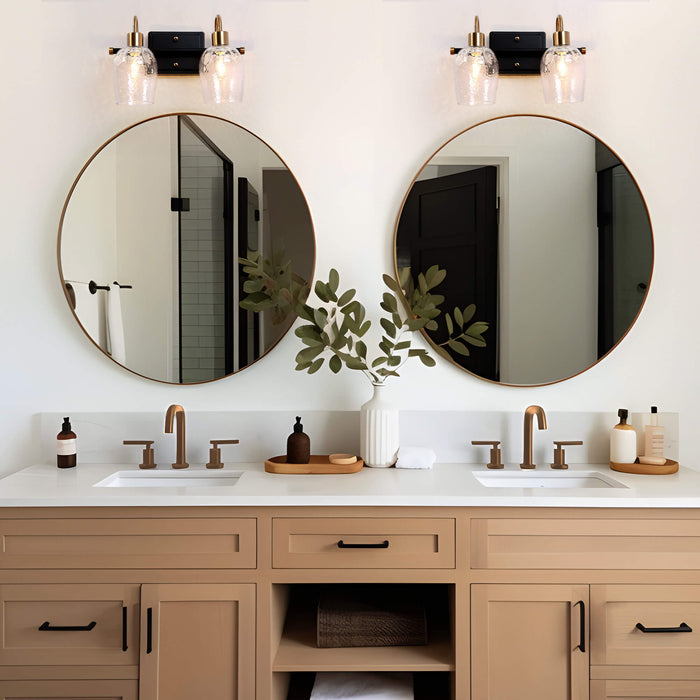 Lonira 2-Light Black and Brass Bathroom Vanity Light